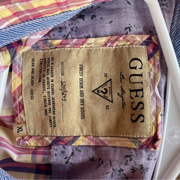 Guess Vibrant Plaid Shirt with Purple and Yellow - Picture 5 of 6